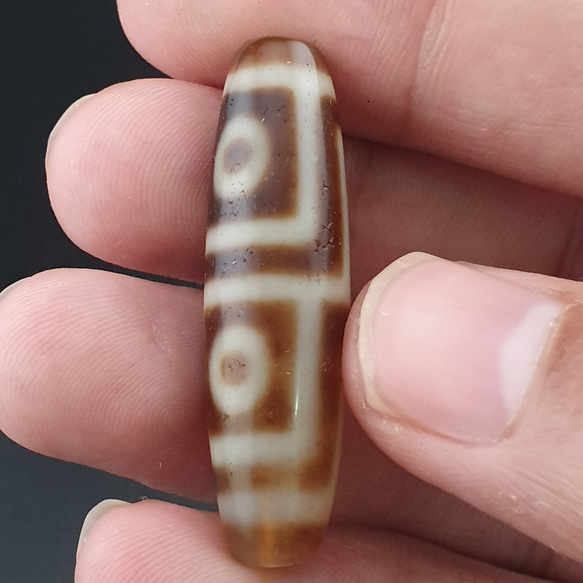 Antique Himalayan 4 Eyes Tibetan Agate Dzi Bead Amulet