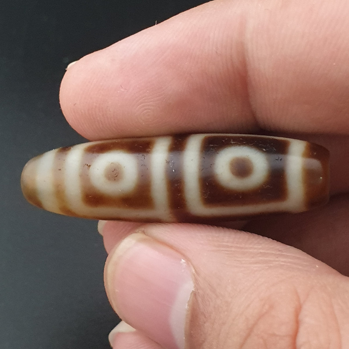 Antique Himalayan 4 Eyes Tibetan Agate Dzi Bead Amulet