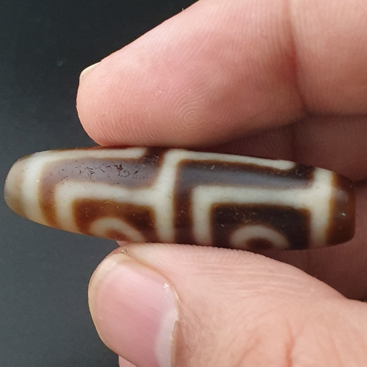 Antique Himalayan 4 Eyes Tibetan Agate Dzi Bead Amulet