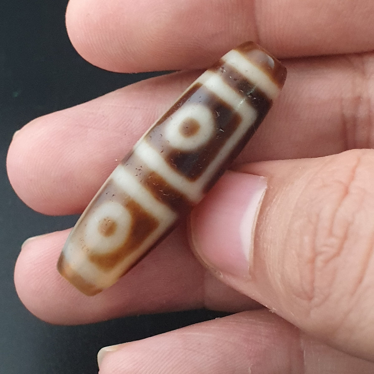 Antique Himalayan 4 Eyes Tibetan Agate Dzi Bead Amulet