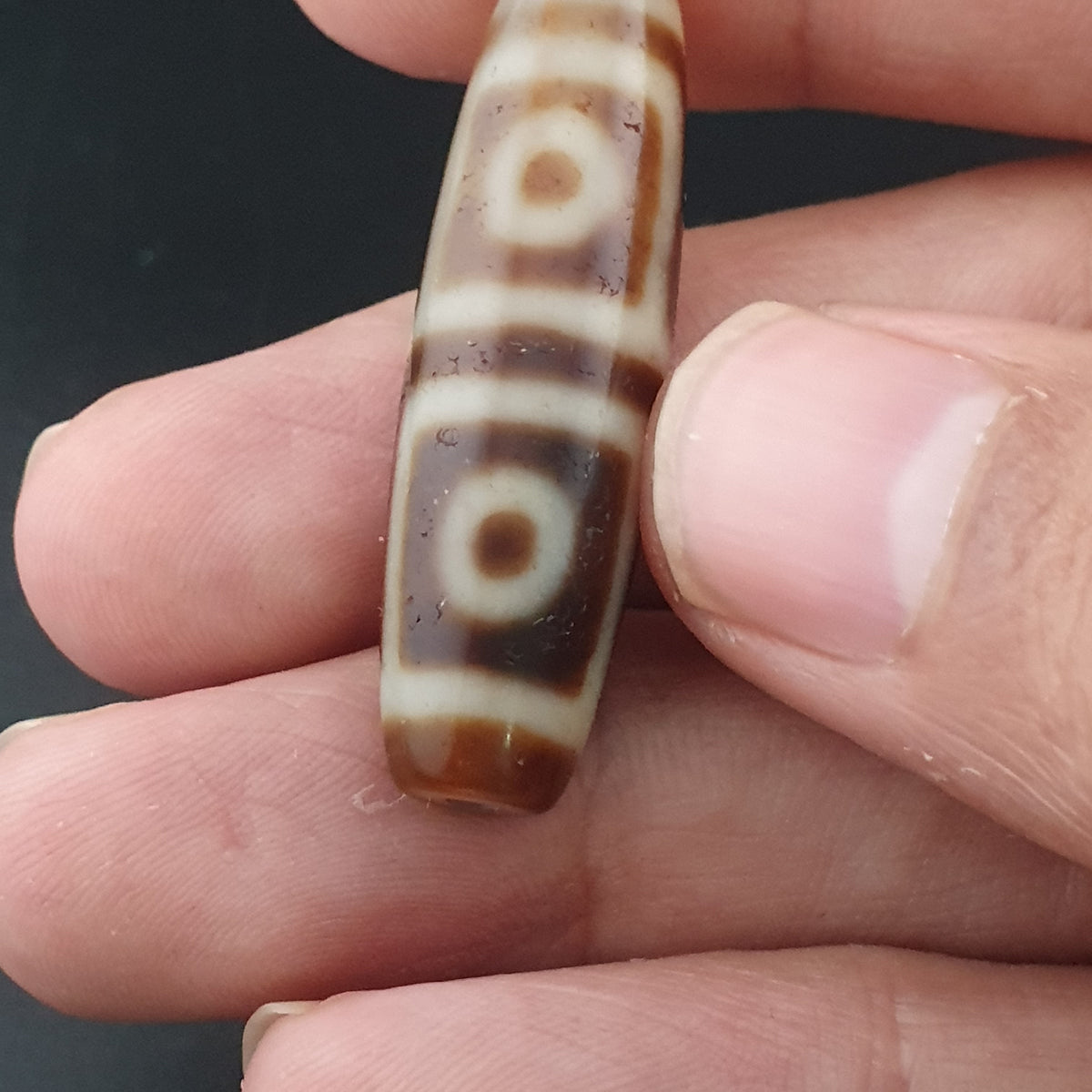 Antique Himalayan 4 Eyes Tibetan Agate Dzi Bead Amulet