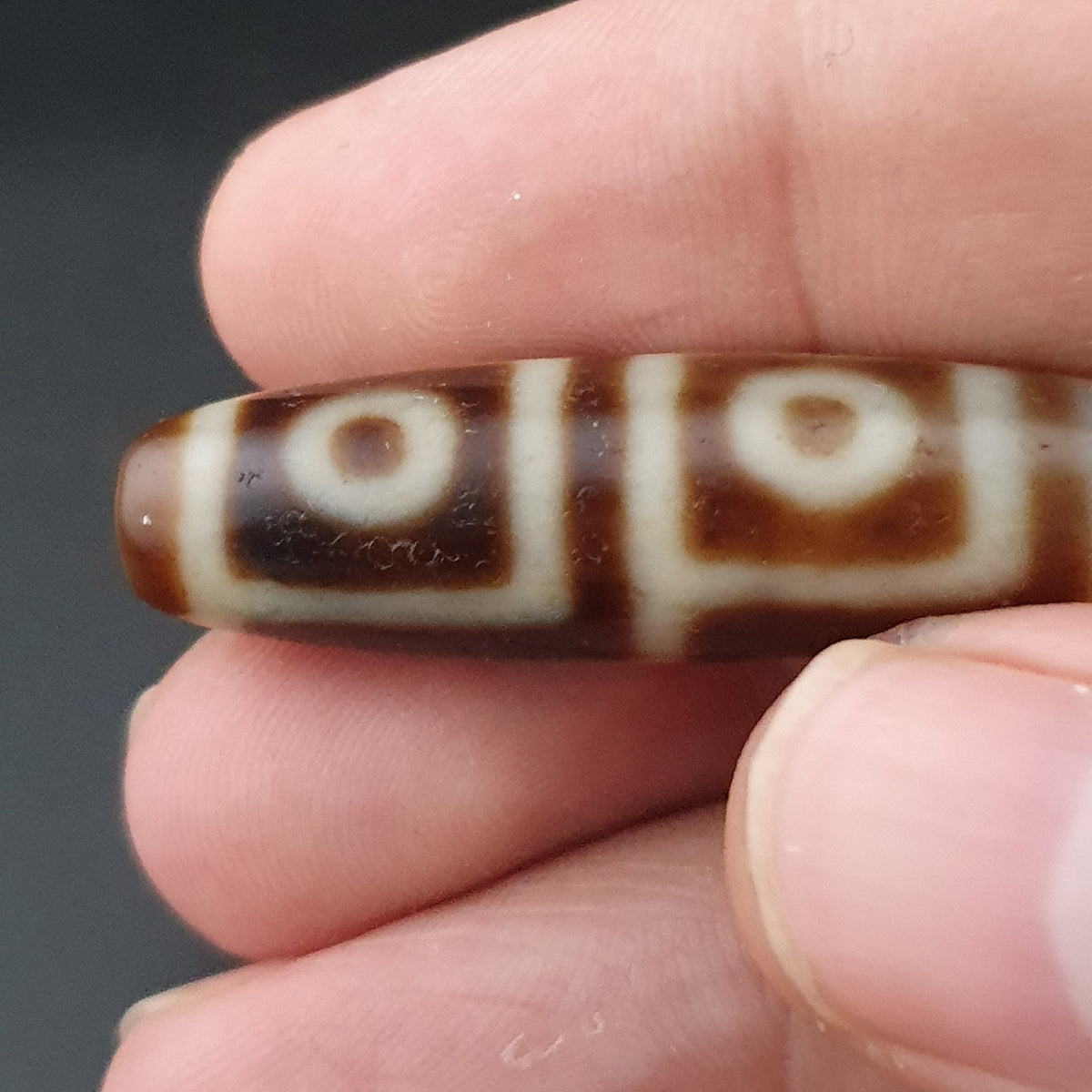 Antique Himalayan 4 Eyes Tibetan Agate Dzi Bead Amulet