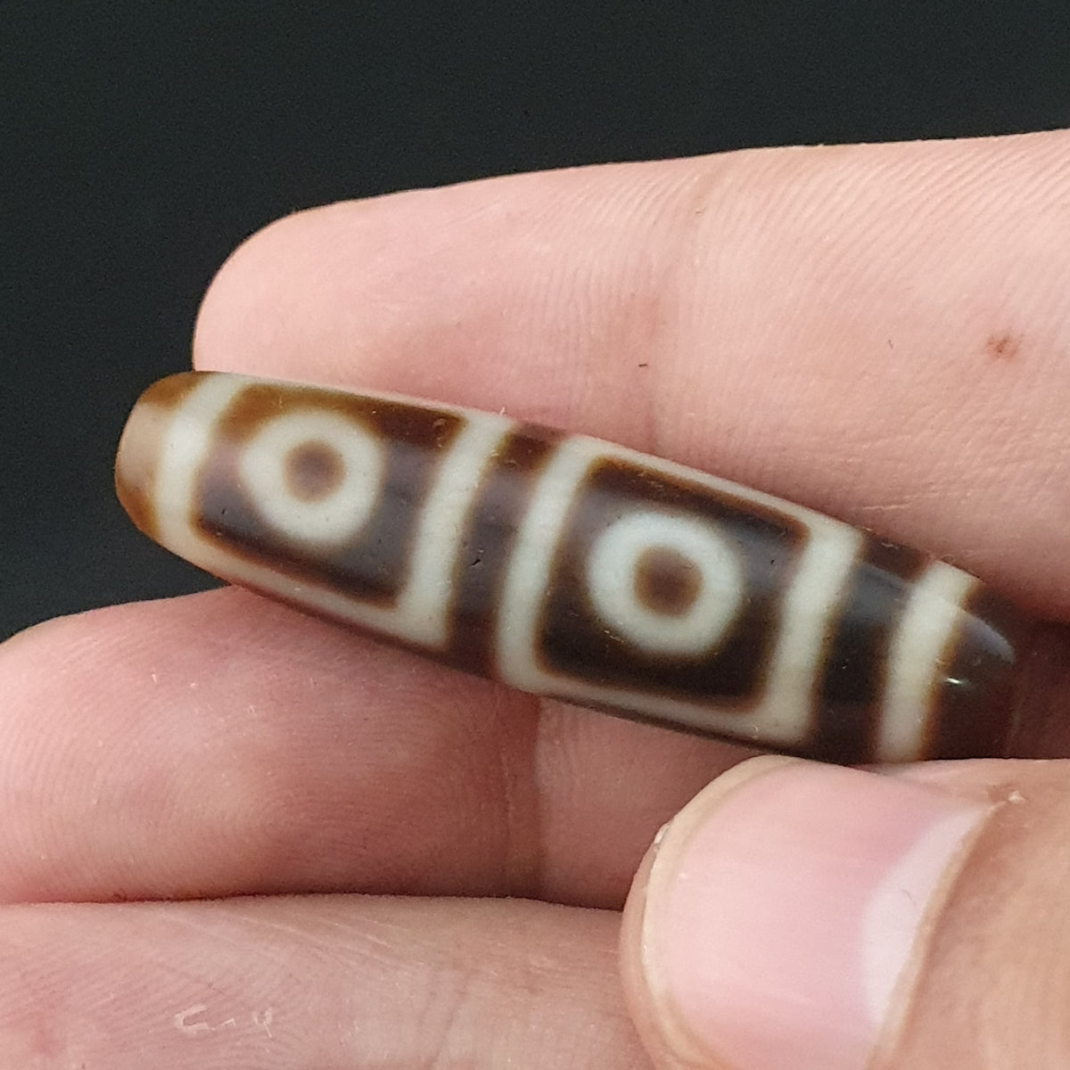 Antique Himalayan Tibetan 4 Eyes Agate Dzi Bead Amulet