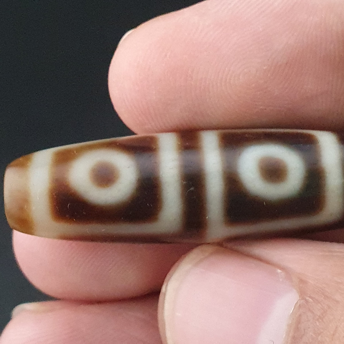 Antique Himalayan Tibetan 4 Eyes Agate Dzi Bead Amulet
