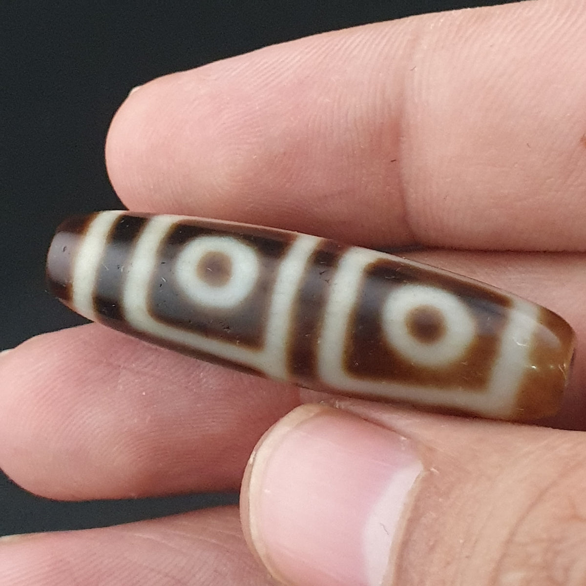 Antique Himalayan Tibetan 4 Eyes Agate Dzi Bead Amulet