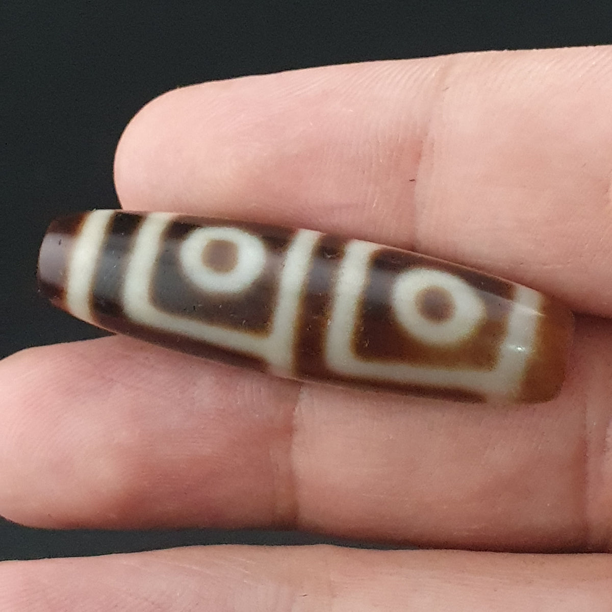 Antique Himalayan Tibetan 4 Eyes Agate Dzi Bead Amulet