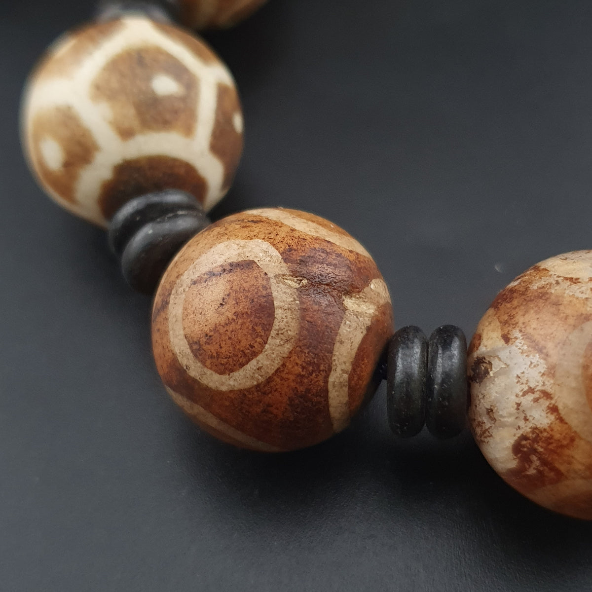 Collier de perles anciennes Pumtek Pyu de Birmanie, 24 pouces