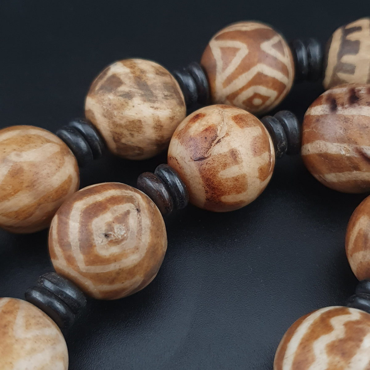 Collier de perles anciennes Pumtek Pyu de Birmanie, 24 pouces