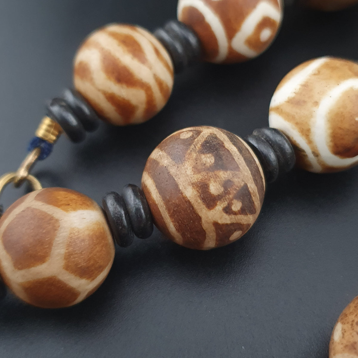 Collier de perles anciennes Pumtek Pyu de Birmanie, 24 pouces