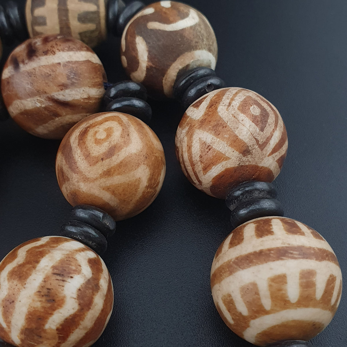 Collier de perles anciennes Pumtek Pyu de Birmanie, 24 pouces
