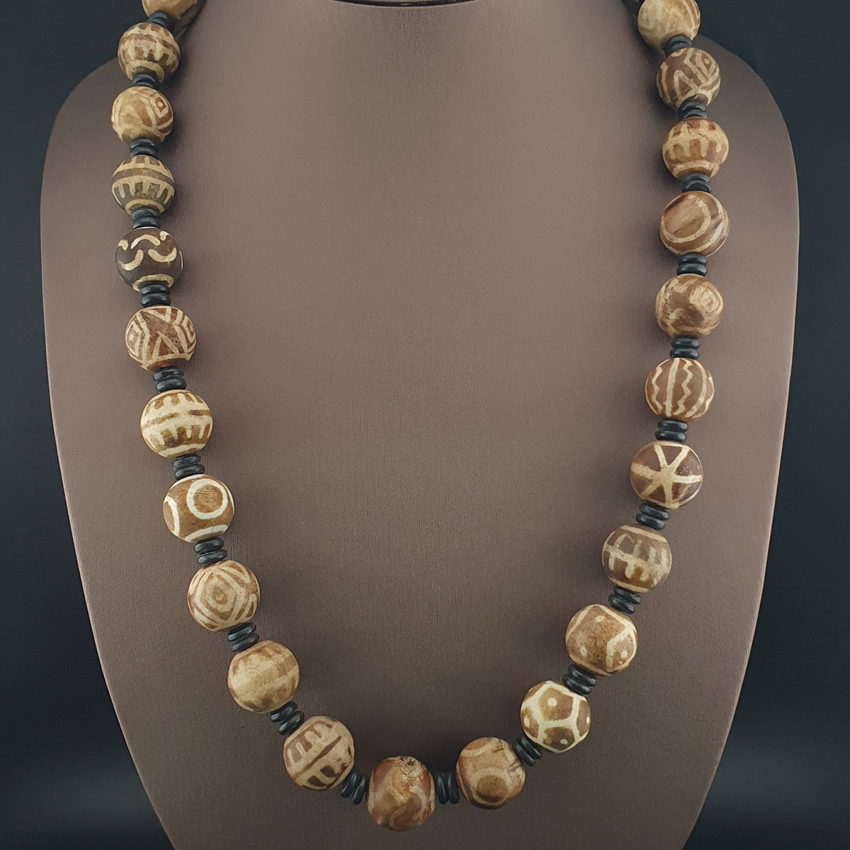Collier de perles anciennes Pumtek Pyu de Birmanie, 24 pouces