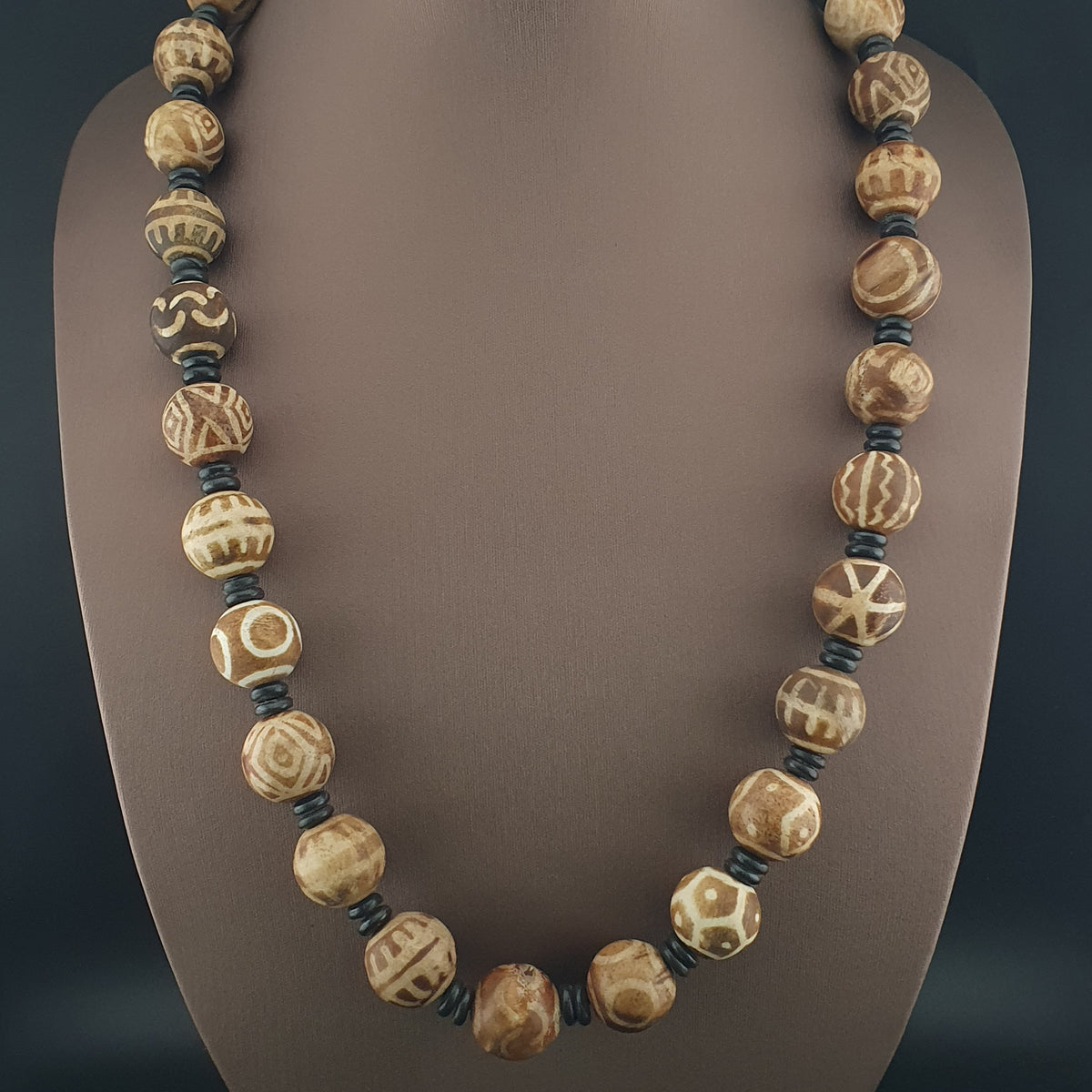 Collier de perles anciennes Pumtek Pyu de Birmanie, 24 pouces