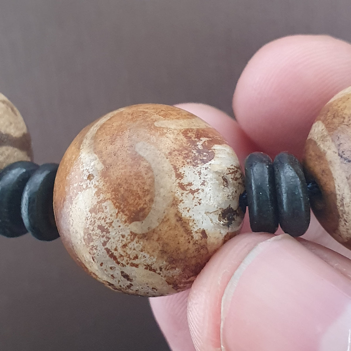 Collier de perles anciennes Pumtek Pyu de Birmanie, 24 pouces