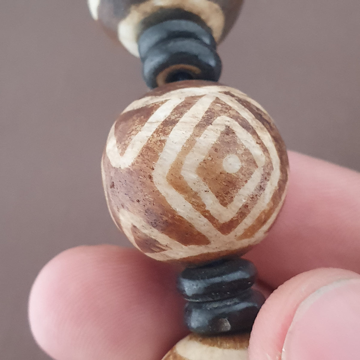 Collier de perles anciennes Pumtek Pyu de Birmanie, 24 pouces
