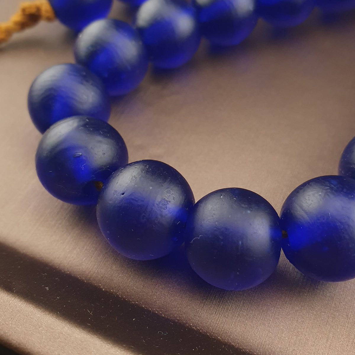 Antique Cobalt Blue African Glass Beads Necklace Strands
