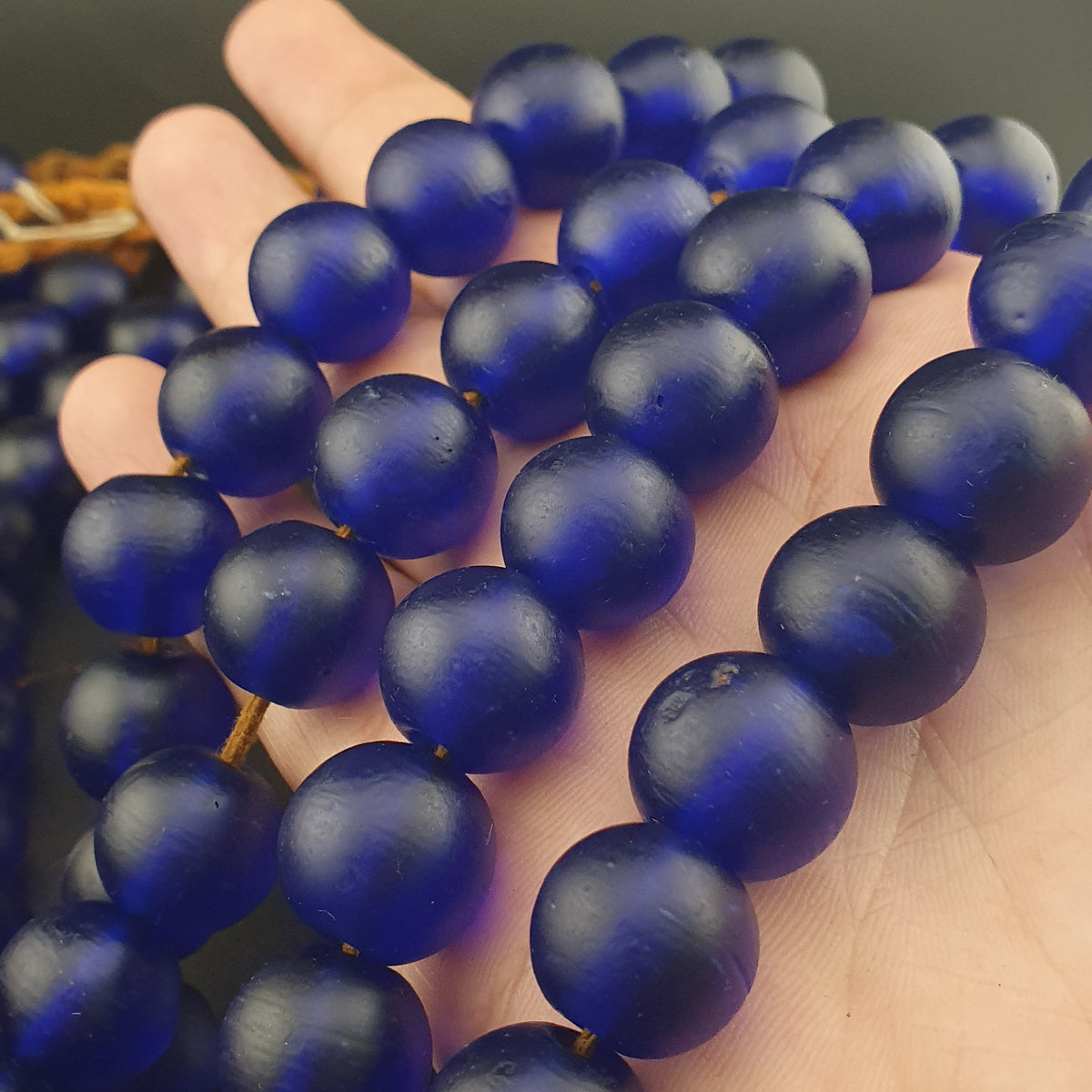 Antique Cobalt Blue African Glass Beads Necklace Strands