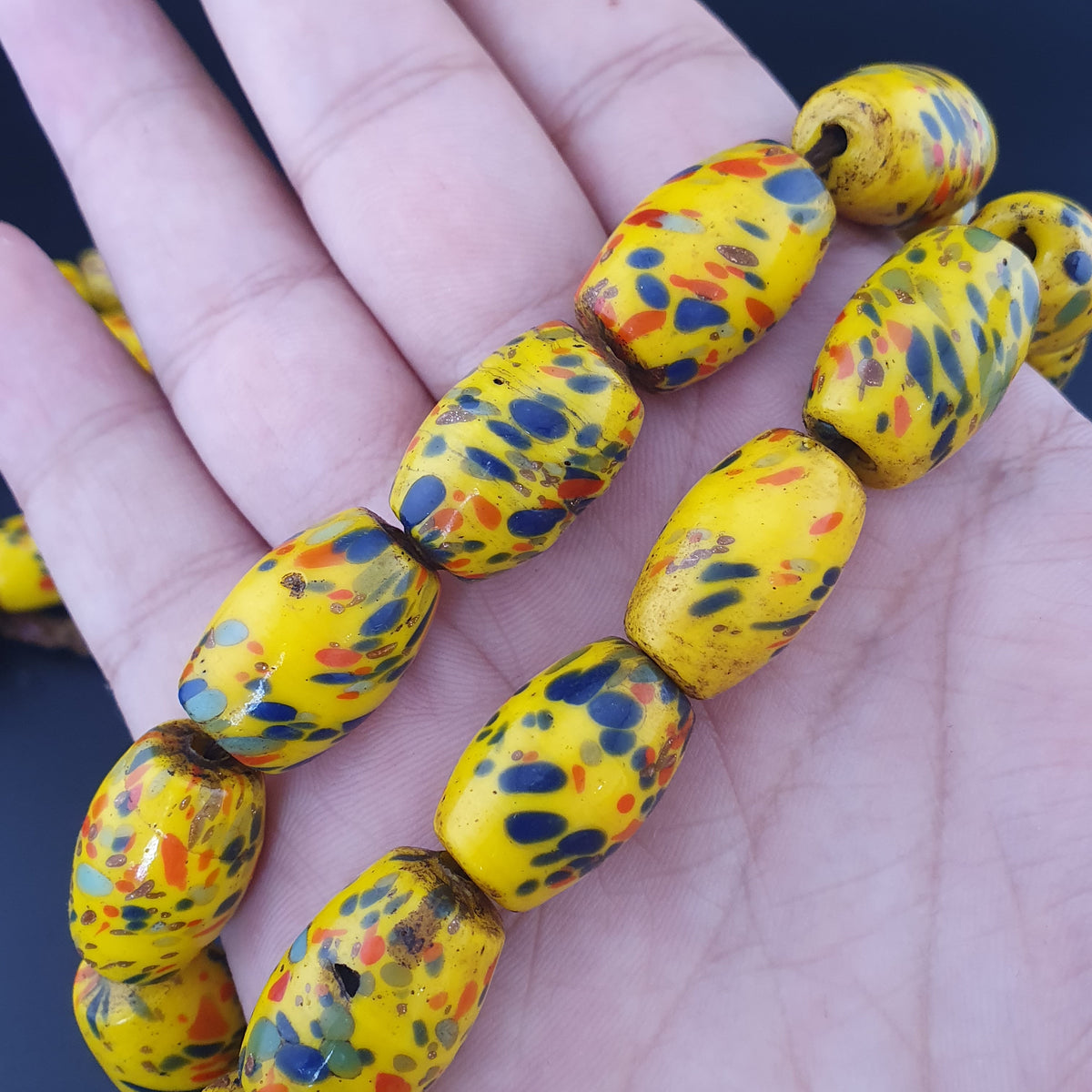 Antique Venetian Style Millefiori Glass beads Necklace Strands 22 inches