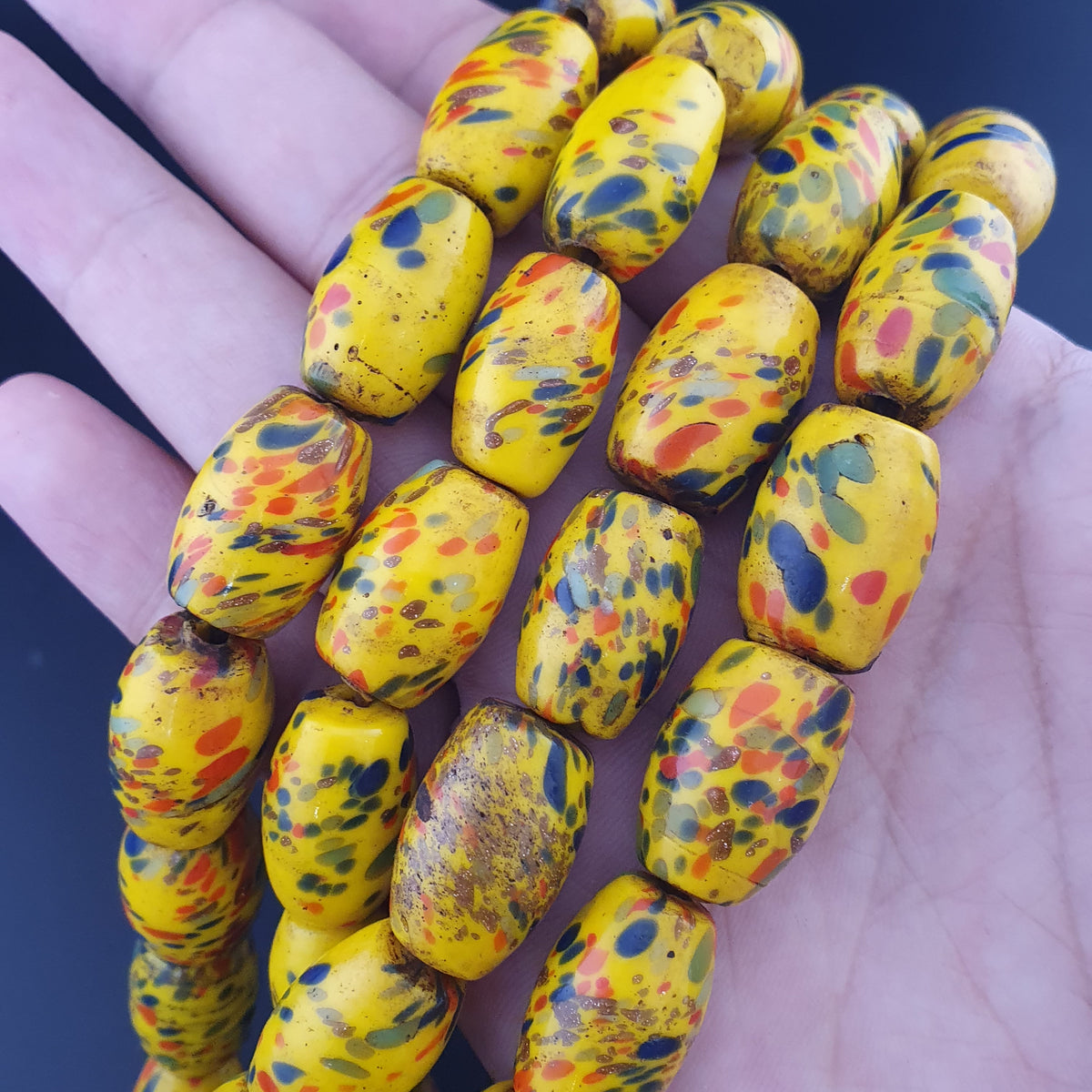 Antique Venetian Style Millefiori Glass beads Necklace Strands 22 inches