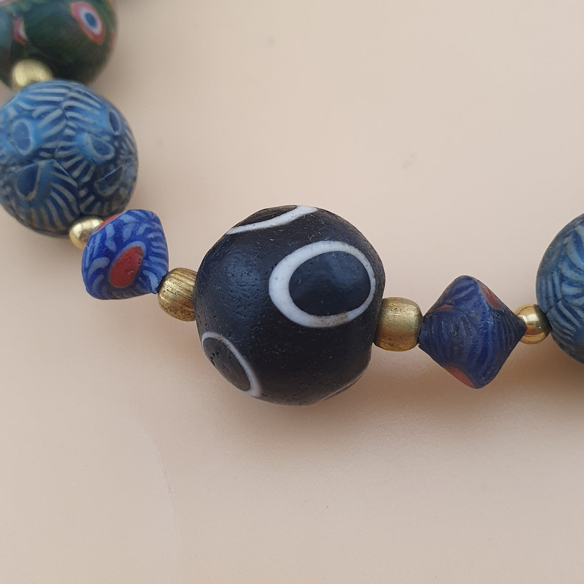 Antique Venetian Ancient Gabri Style Eyes Glass Beads Necklace