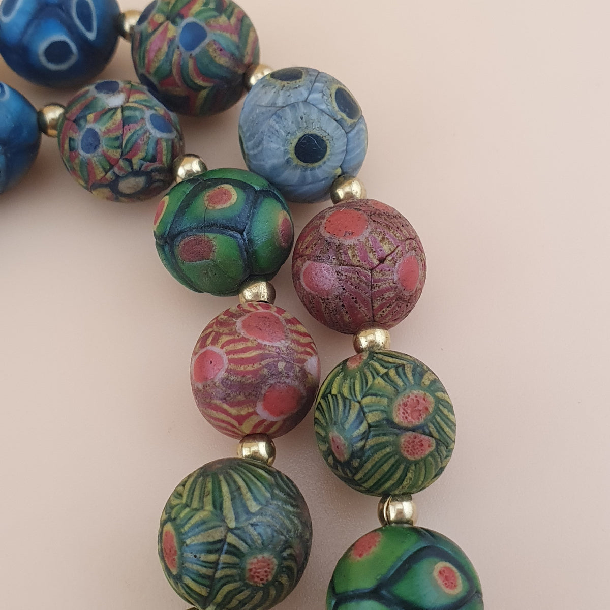 Antique Venetian Ancient Gabri Style Eyes Glass Beads Necklace