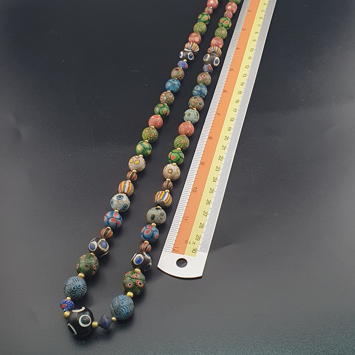 Antique Venetian Ancient Gabri Style Eyes Glass Beads Necklace