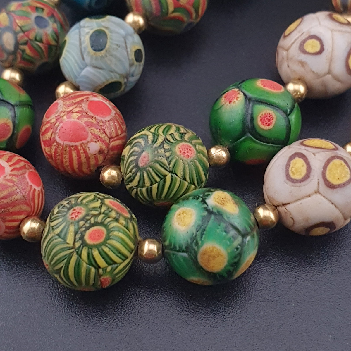 Antique Venetian Ancient Gabri Style Eyes Glass Beads Necklace