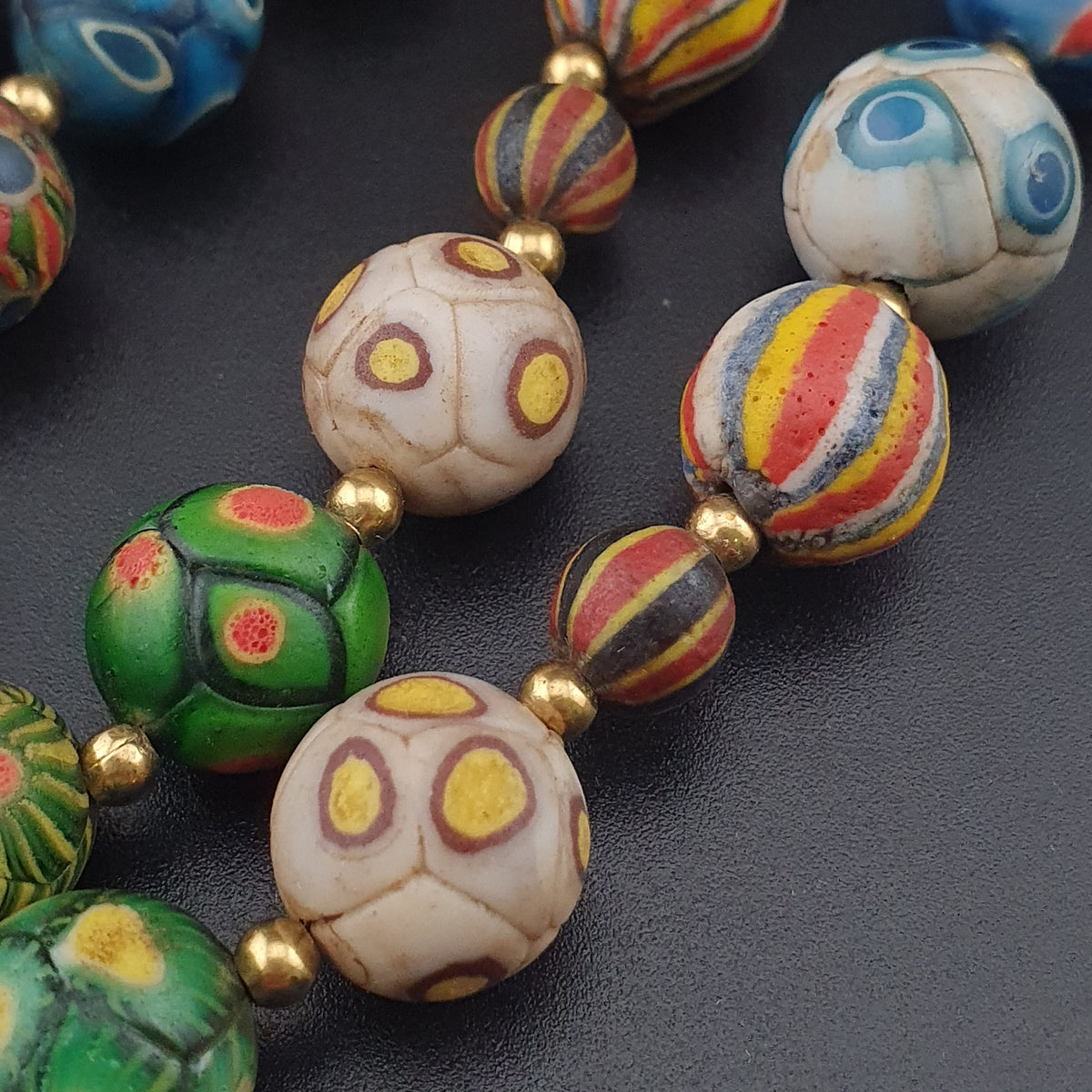 Antique Venetian Ancient Gabri Style Eyes Glass Beads Necklace
