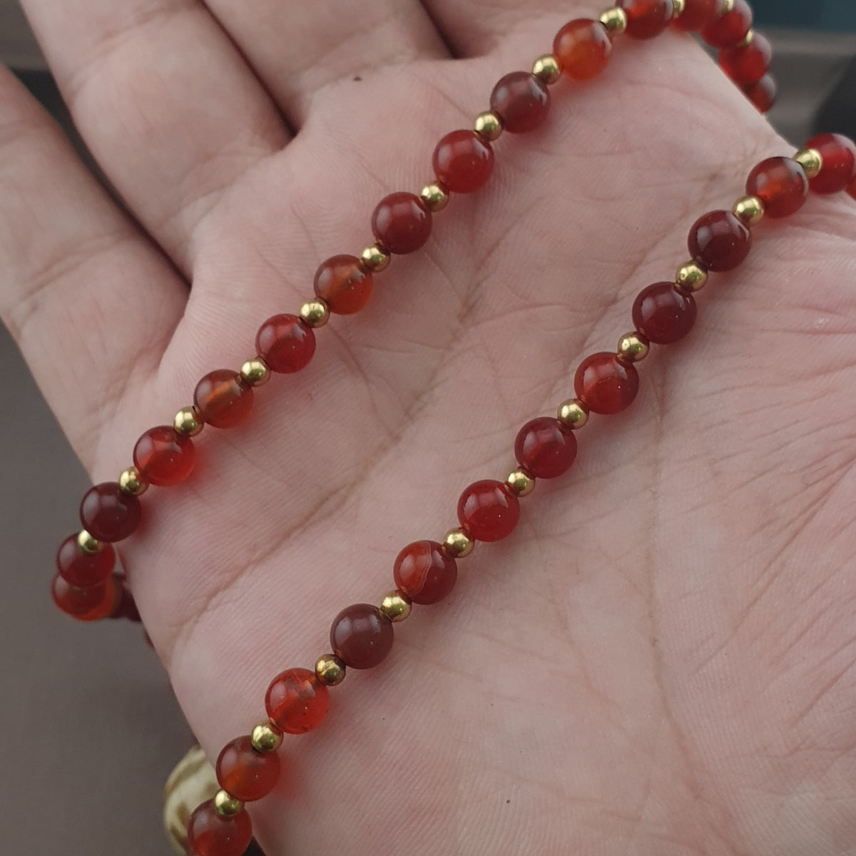 Collier pendentif vintage en agate cornaline du Mali avec PumtekPyu