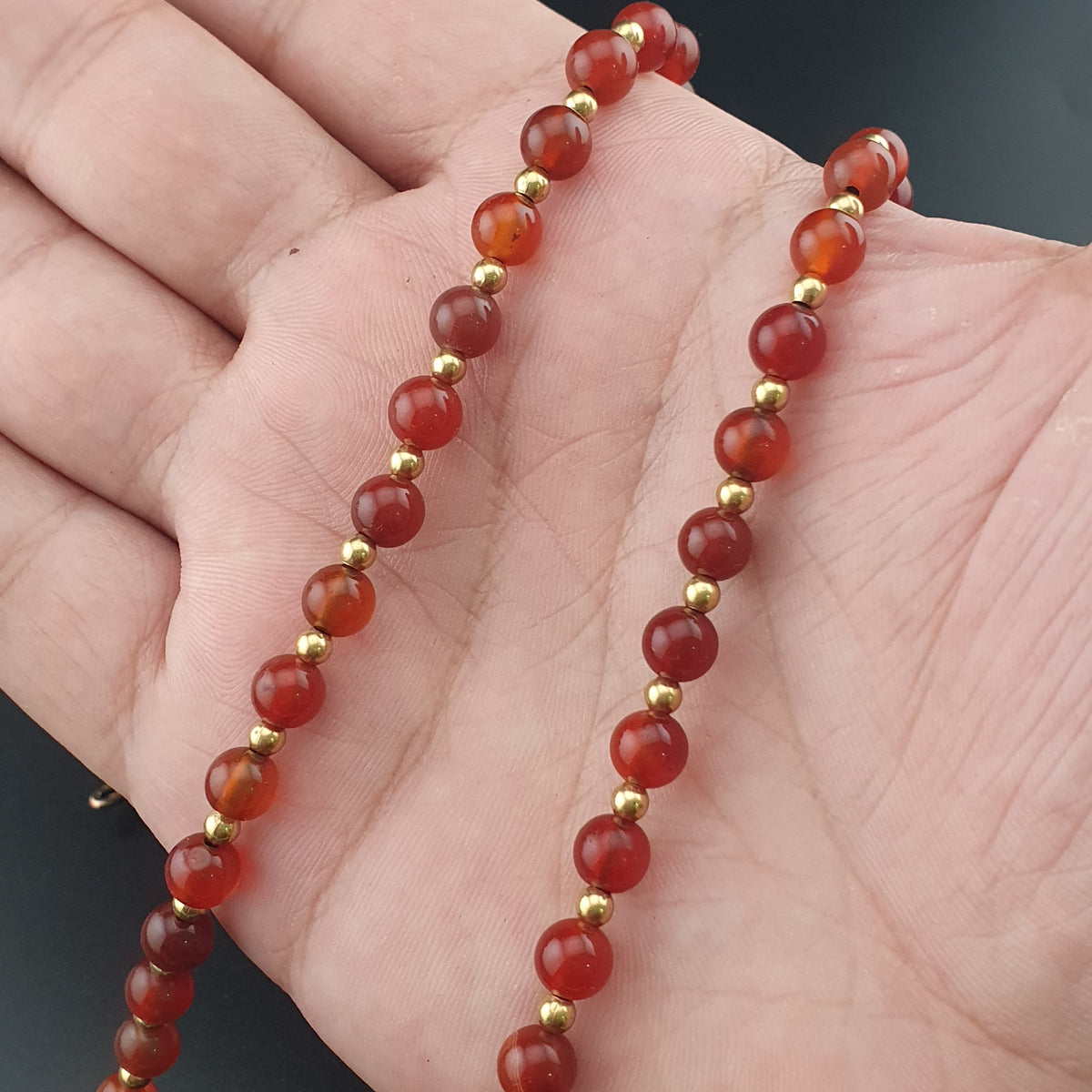 Collier pendentif vintage en agate cornaline du Mali avec PumtekPyu