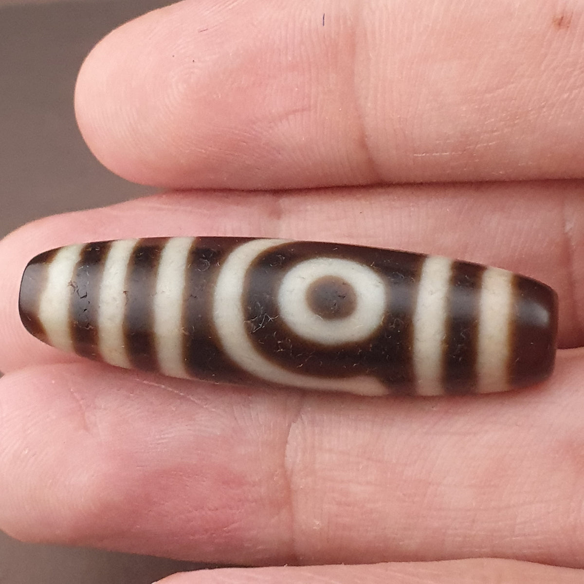 Antike 2-Augen Himalaya Tibet Achat Dzi Perle Amulett