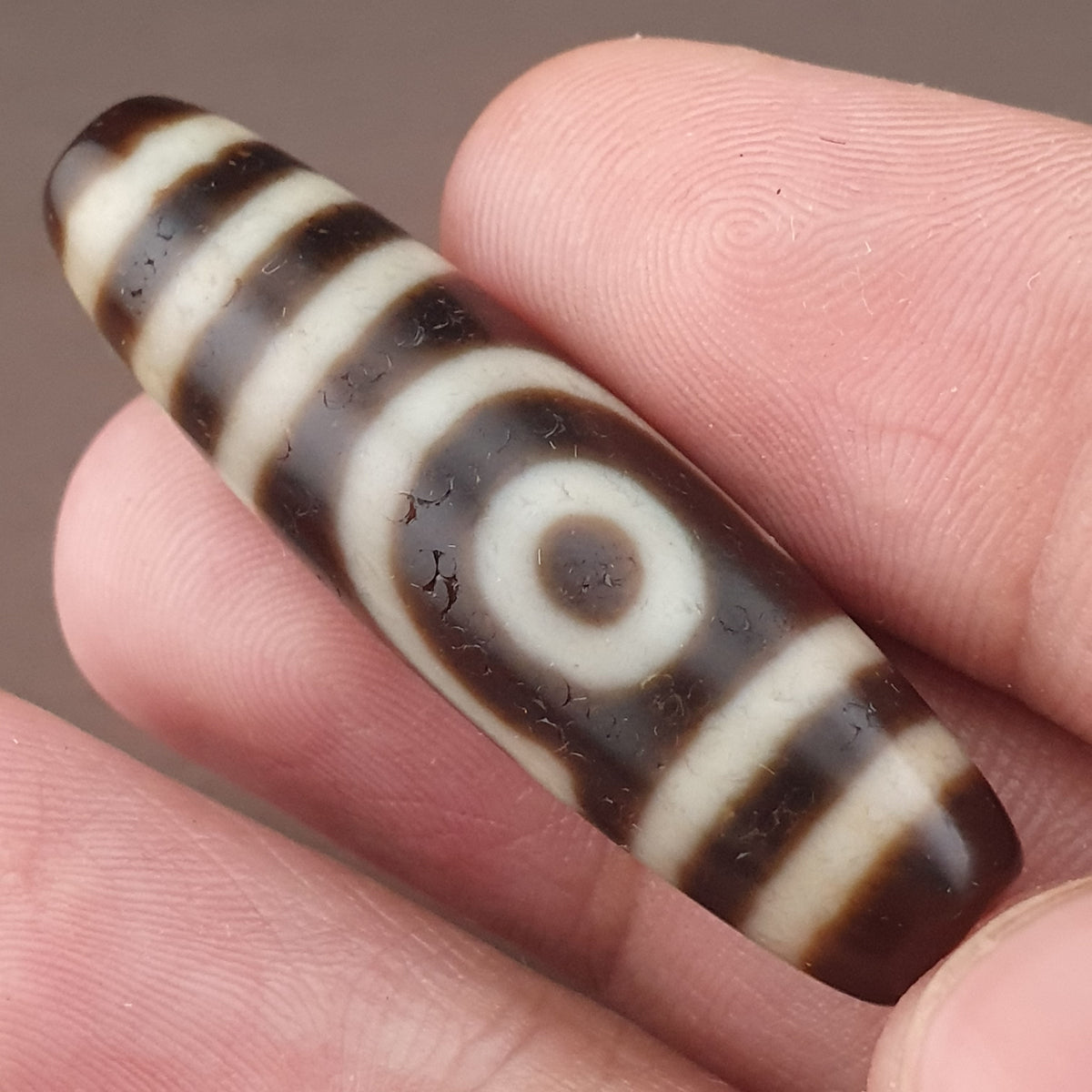 Antike 2-Augen Himalaya Tibet Achat Dzi Perle Amulett