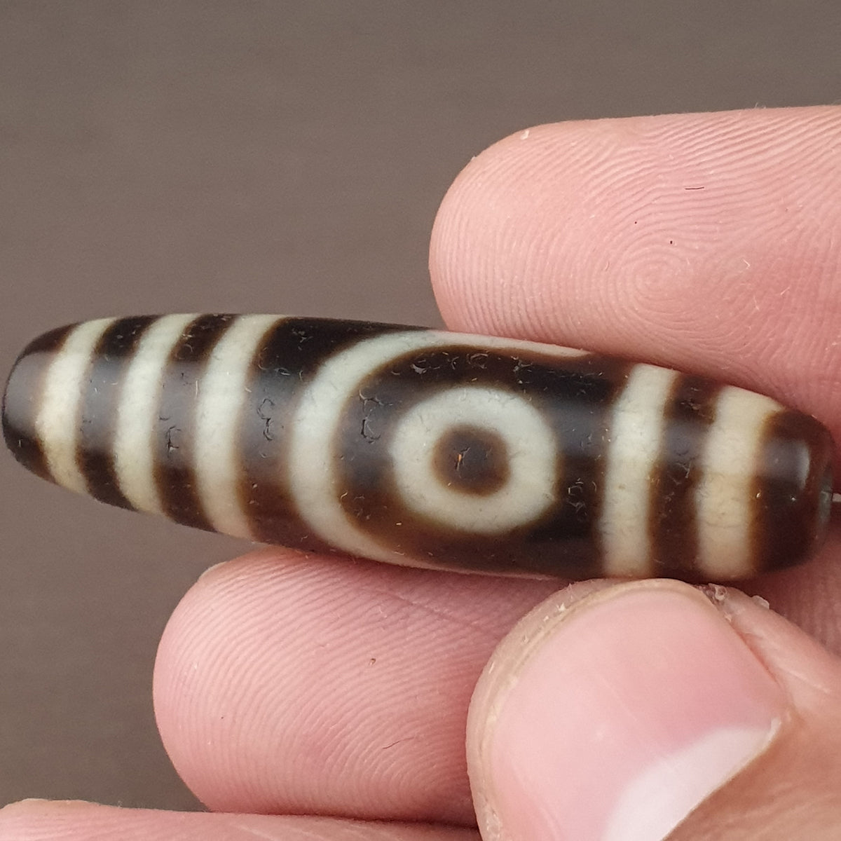 Antike 2-Augen Himalaya Tibet Achat Dzi Perle Amulett
