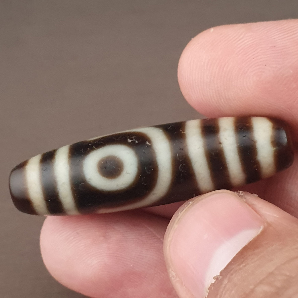 Antike 2-Augen Himalaya Tibet Achat Dzi Perle Amulett