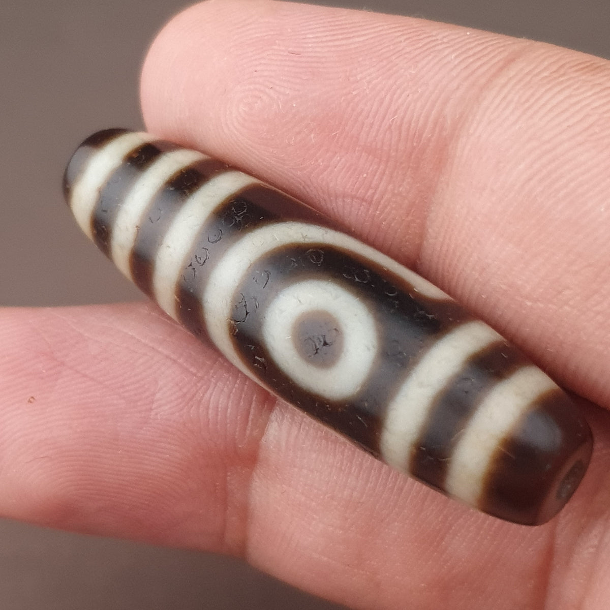Antike 2-Augen Himalaya Tibet Achat Dzi Perle Amulett