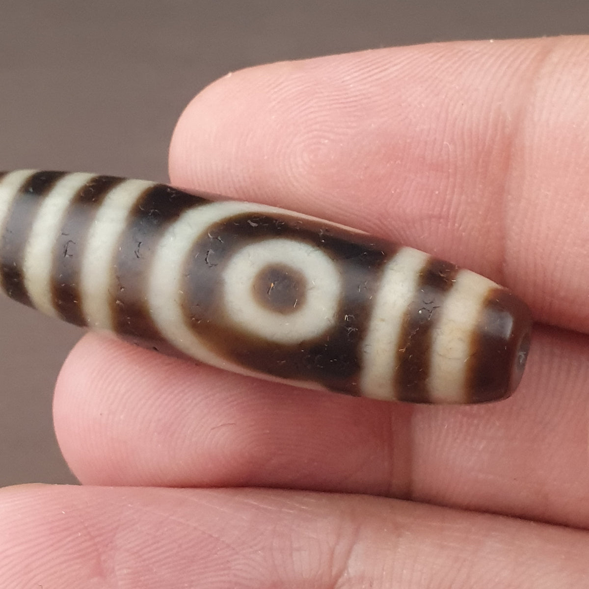 Antike 2-Augen Himalaya Tibet Achat Dzi Perle Amulett