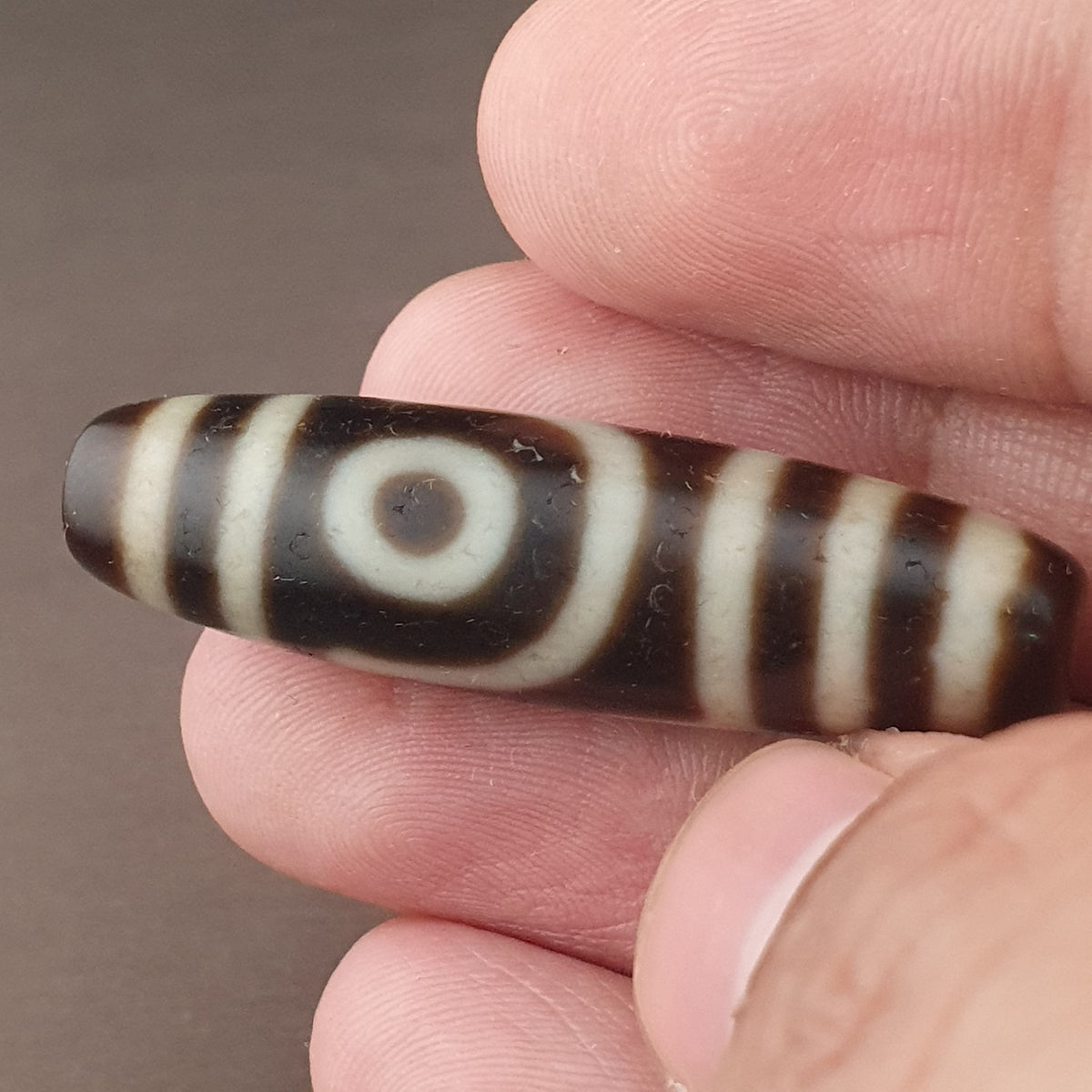 Antike 2-Augen Himalaya Tibet Achat Dzi Perle Amulett