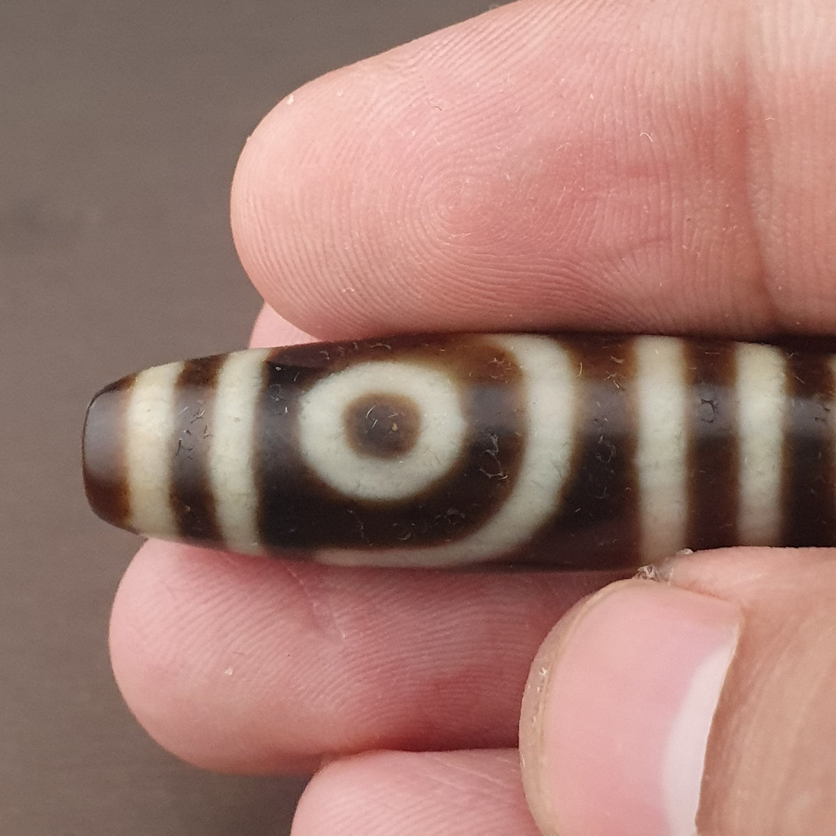 Antike 2-Augen Himalaya Tibet Achat Dzi Perle Amulett