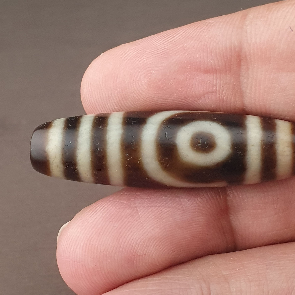 Antike 2-Augen Himalaya Tibet Achat Dzi Perle Amulett