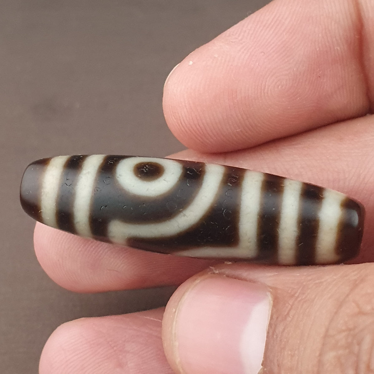 Antike 2-Augen Himalaya Tibet Achat Dzi Perle Amulett