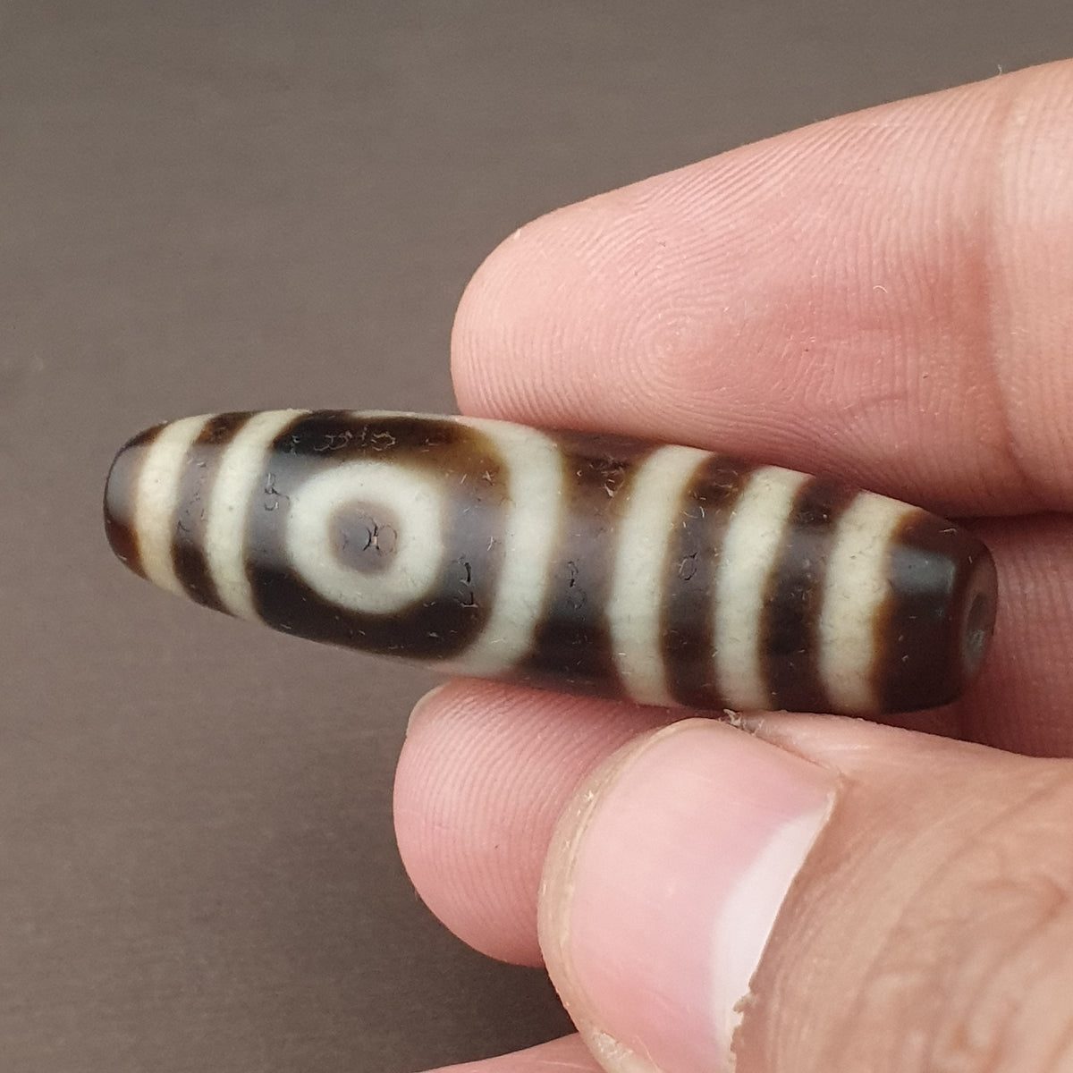 Antike 2-Augen Himalaya Tibet Achat Dzi Perle Amulett
