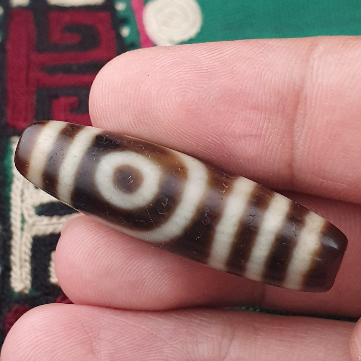 Antike 2-Augen Himalaya Tibet Achat Dzi Perle Amulett