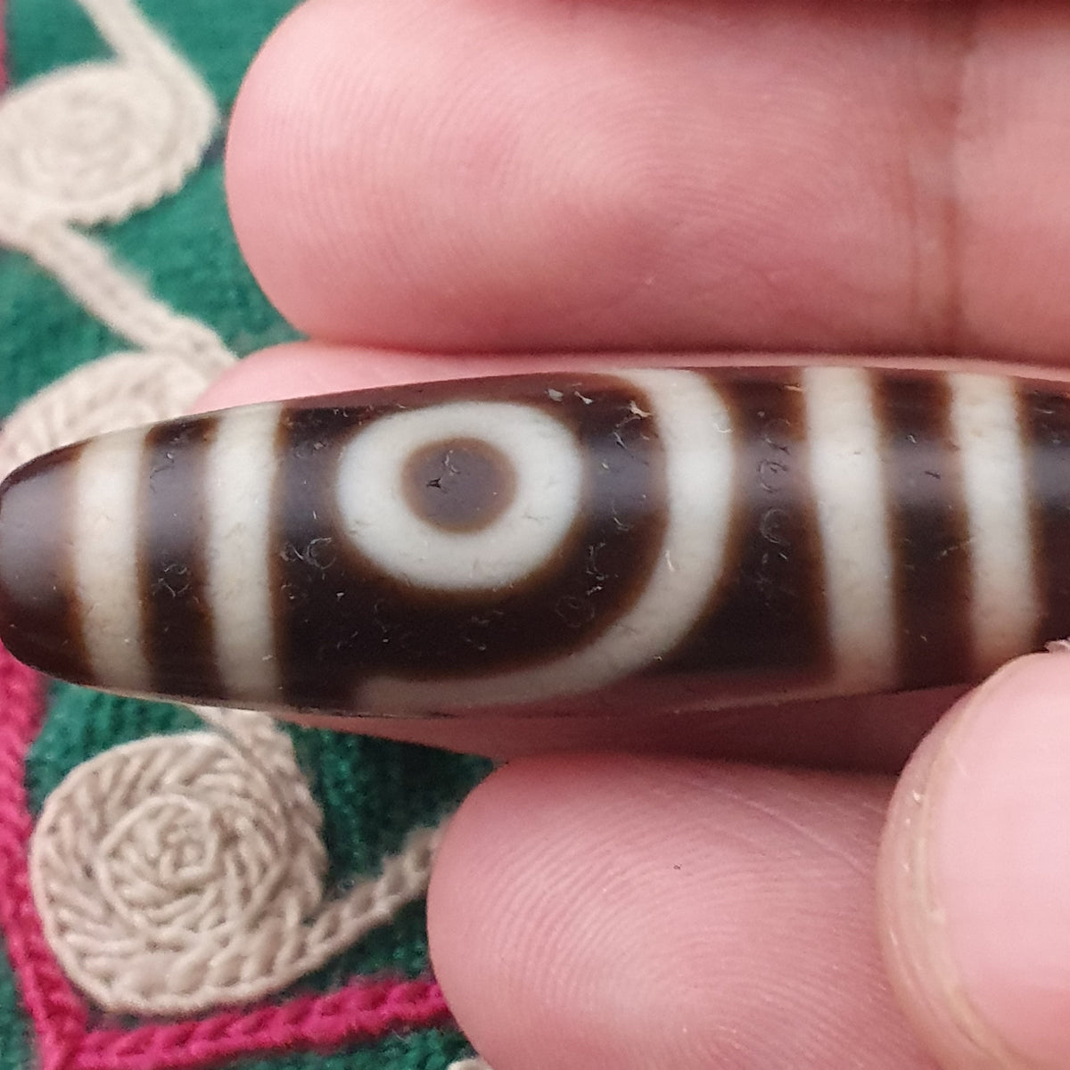 Antike 2-Augen Himalaya Tibet Achat Dzi Perle Amulett