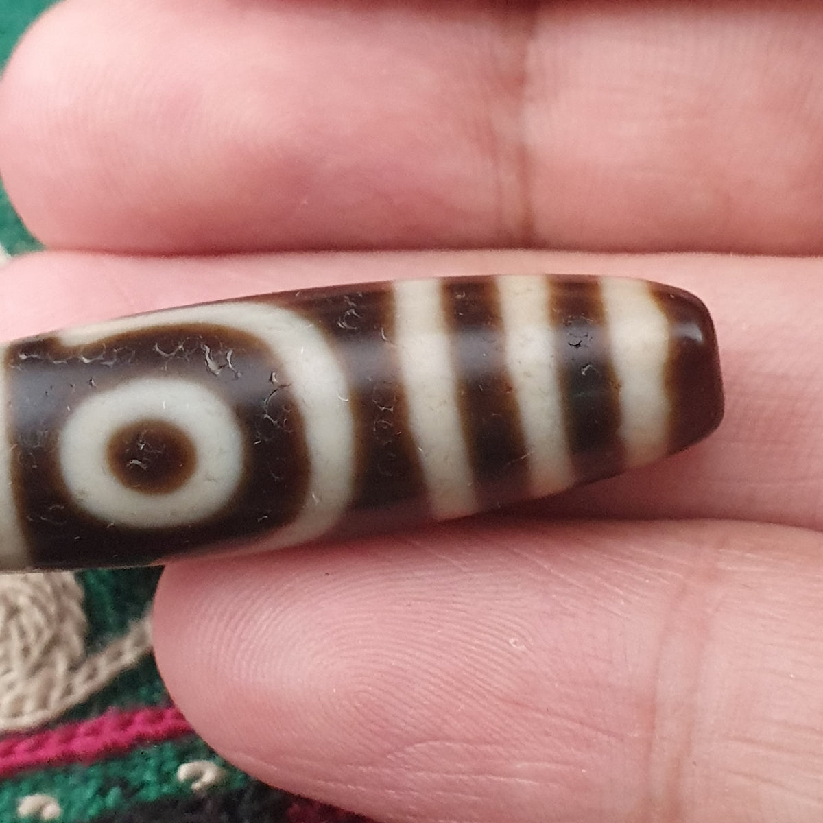 Antike 2-Augen Himalaya Tibet Achat Dzi Perle Amulett
