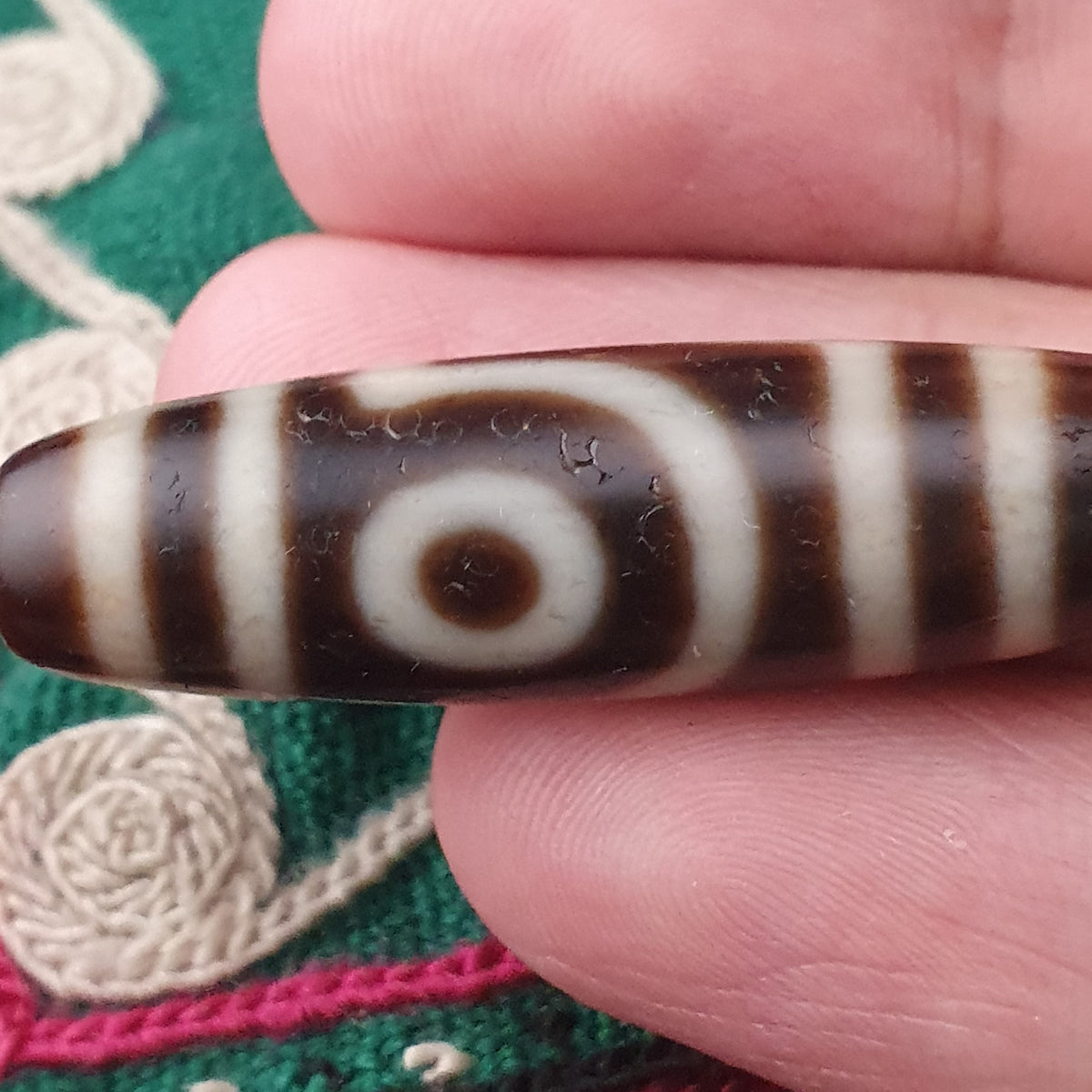 Antike 2-Augen Himalaya Tibet Achat Dzi Perle Amulett