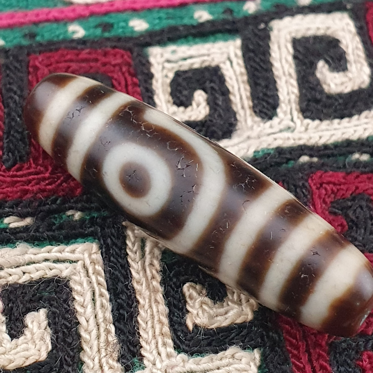 Antike 2-Augen Himalaya Tibet Achat Dzi Perle Amulett