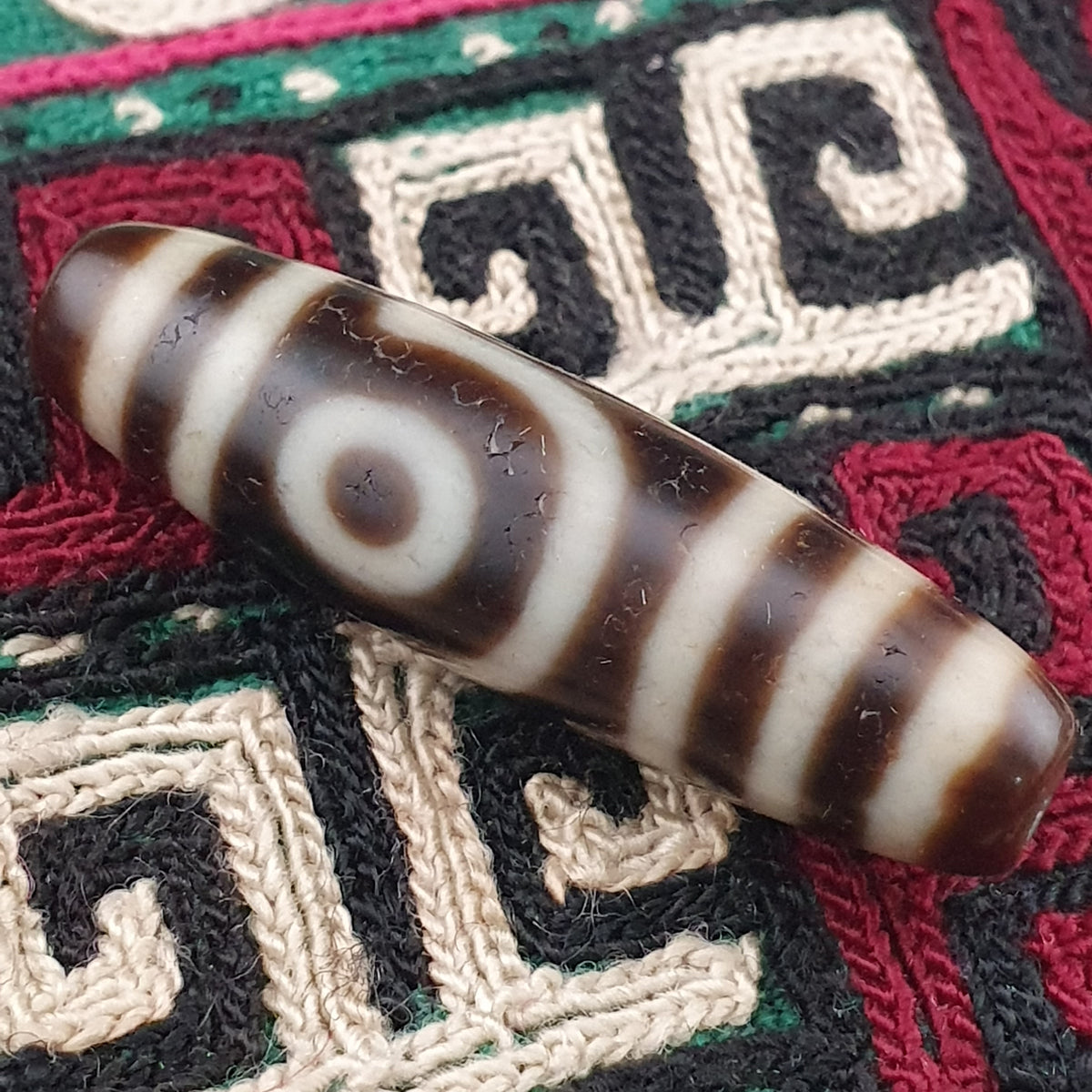 Antike 2-Augen Himalaya Tibet Achat Dzi Perle Amulett