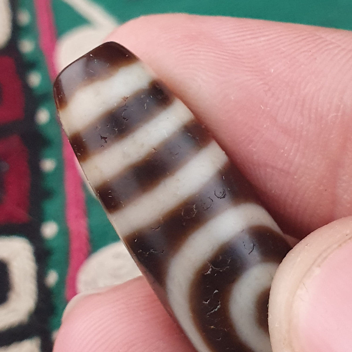 Antike 2-Augen Himalaya Tibet Achat Dzi Perle Amulett