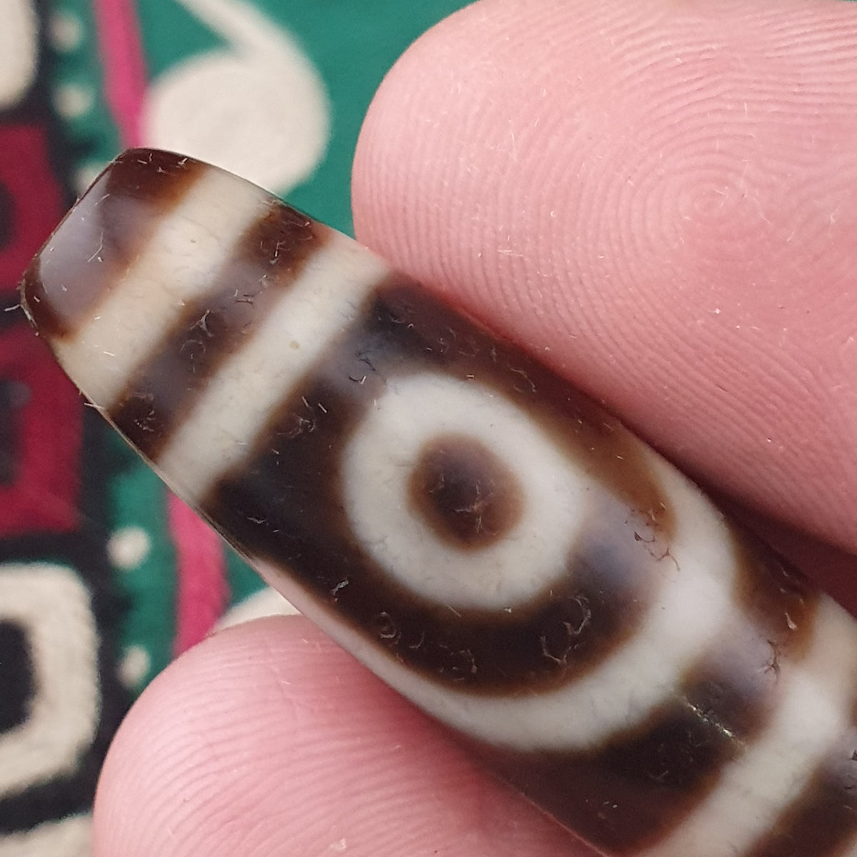 Antike 2-Augen Himalaya Tibet Achat Dzi Perle Amulett