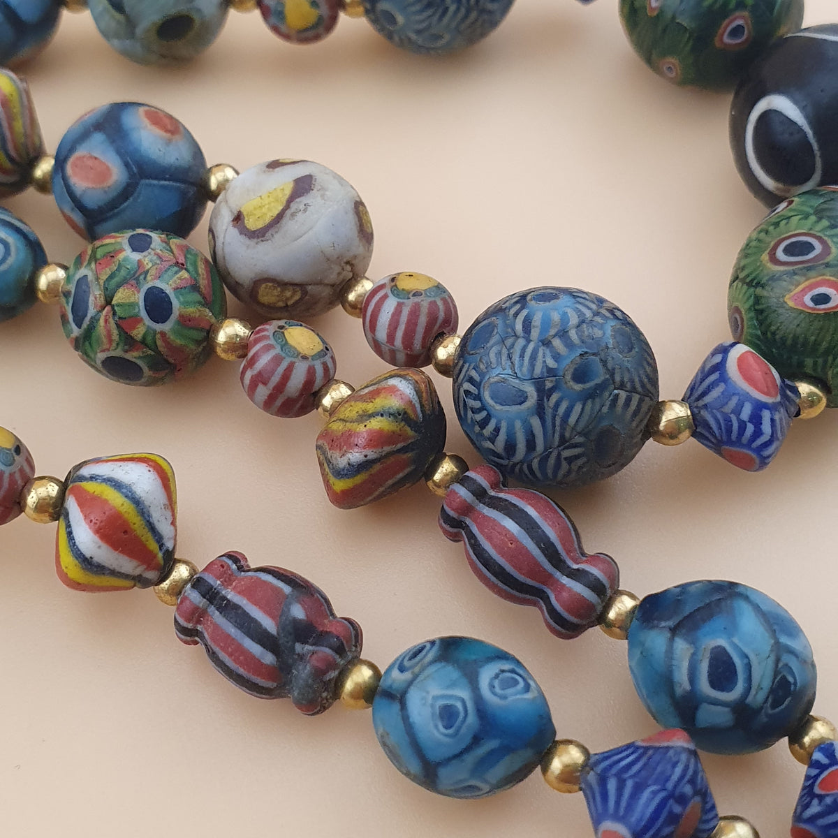 Antike Venezianische Art Mischung Gabri Augen Glasperlenkette
