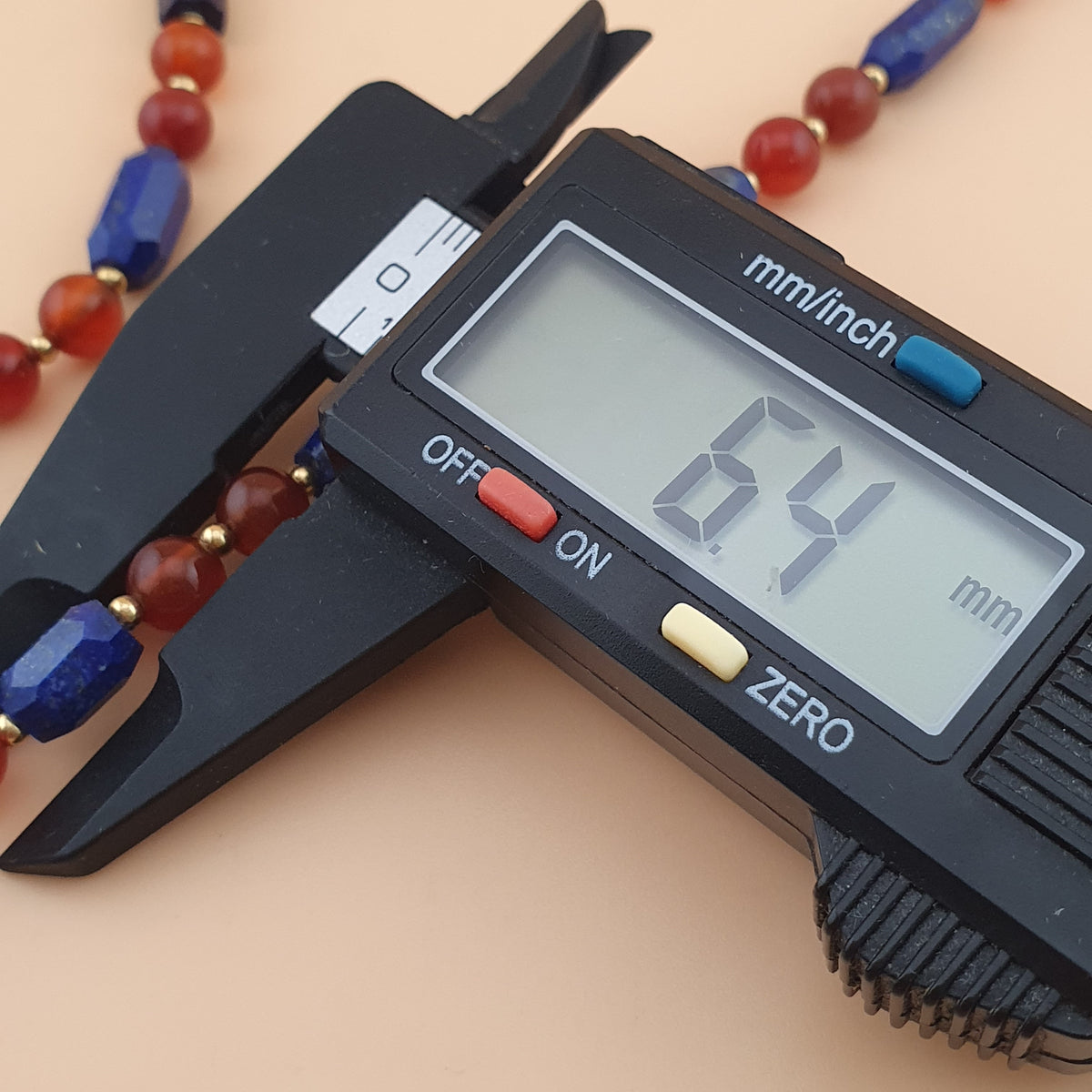 Vintage Carnelian Agate Mali Beads & Lapislazuli Beads Triangle Pendant Necklace